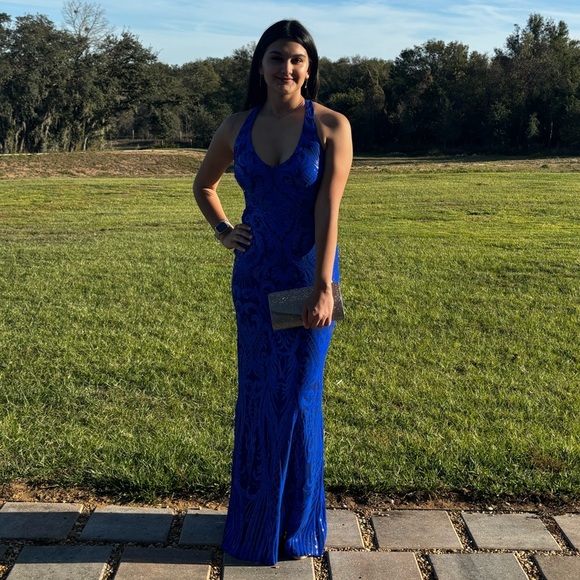 Elegant Blue Evening Gown - Picture 1 of 8